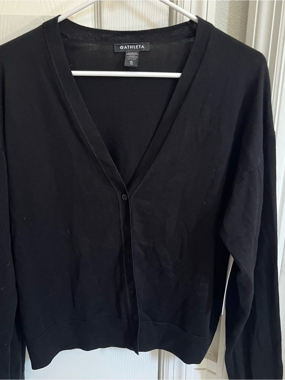 Athleta Black V-Neck Button-Front Women's Cardigan